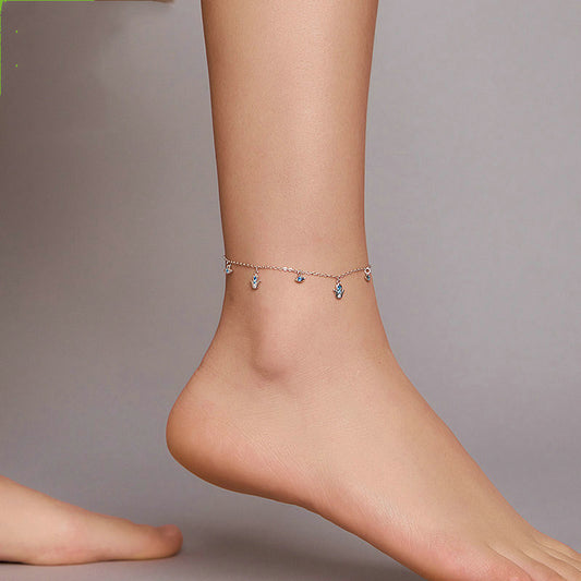Silver Blue Eye Palm Niche Anklet