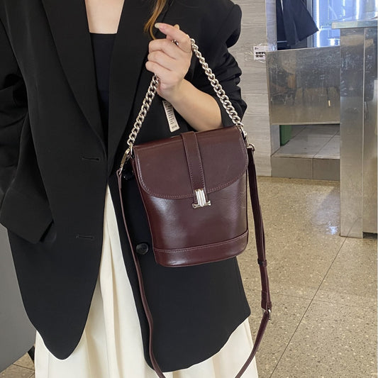 Leather Chain Women's First Layer Leather One-shoulder Crossbody Bag