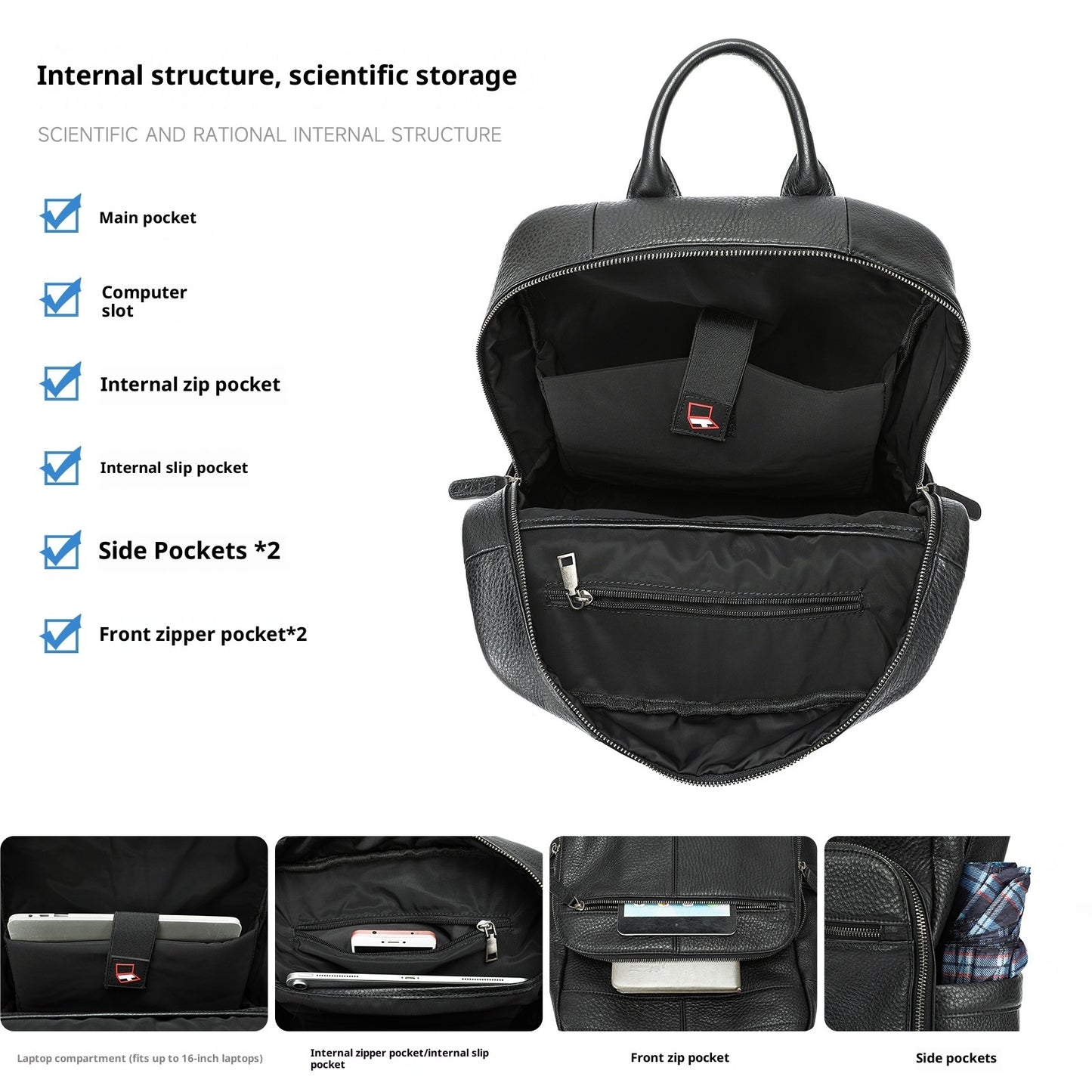 Top Layer Cowhide Backpack Leisure