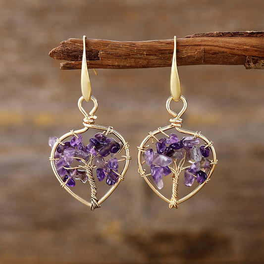 Natural Crystal Lucky Tree Earrings