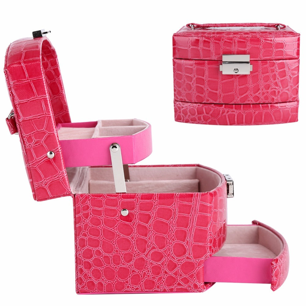 3 Layers Jewelry Boxes and Packaging Leather Makeup Organizer