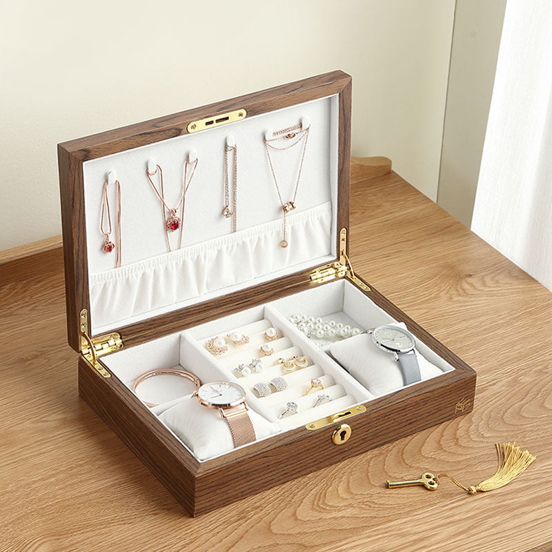 Wooden Storage Jewelry Box with Lock
