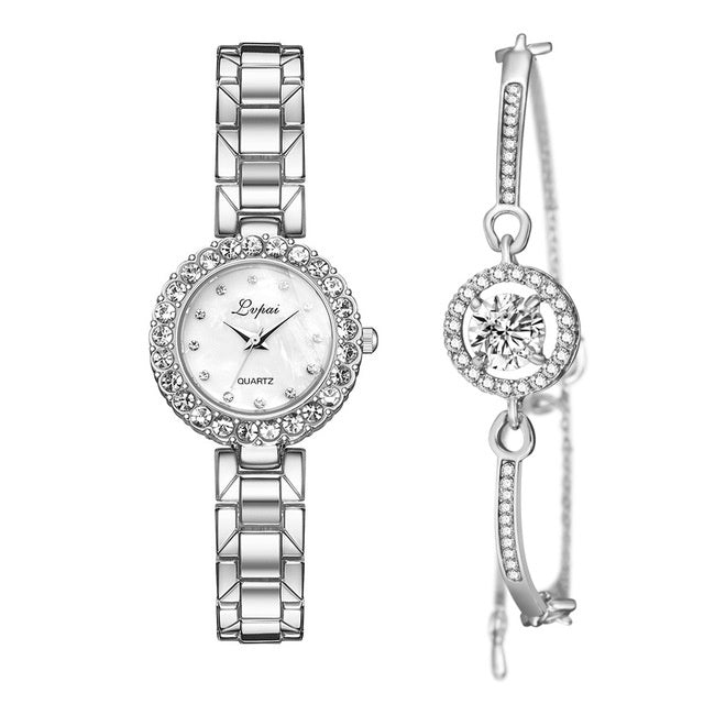 Wrist-Watch+Set Bangle Bracelet