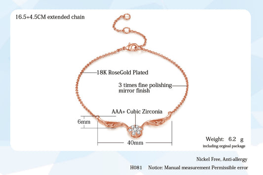 Angel Wings Zircon Micro-inlaid Plated Bracelet