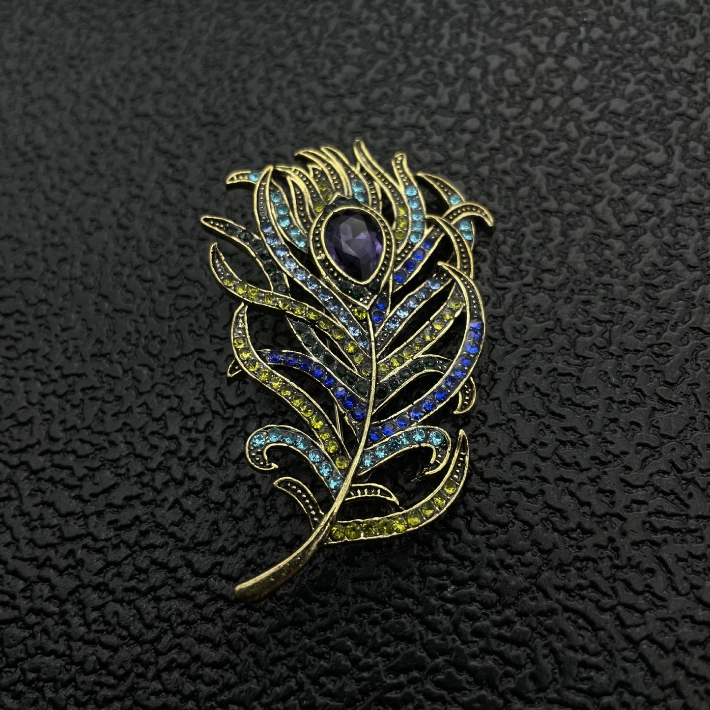 Crystal Peacock Feathers Brooch Pins