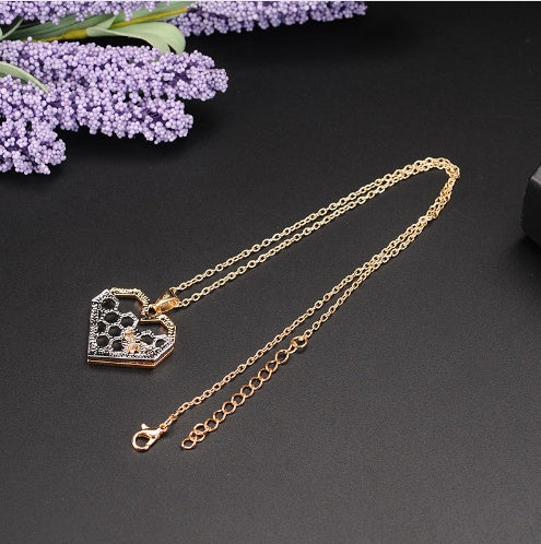 X & P Charm Honeycomb Bee Necklace for Women