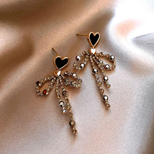 Love Heart Bow Tie Earrings