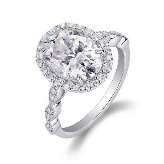 Bright Moon - Moissanite S925 Sterling Silver and Platinum-Plated Diamond Ring