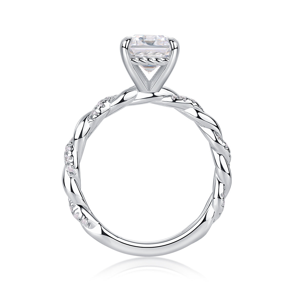 Moissanite S925 Sterling Silver and Platinum-Plated Diamond Ring