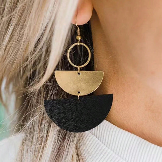 Geometric Triangle Leather Earrings