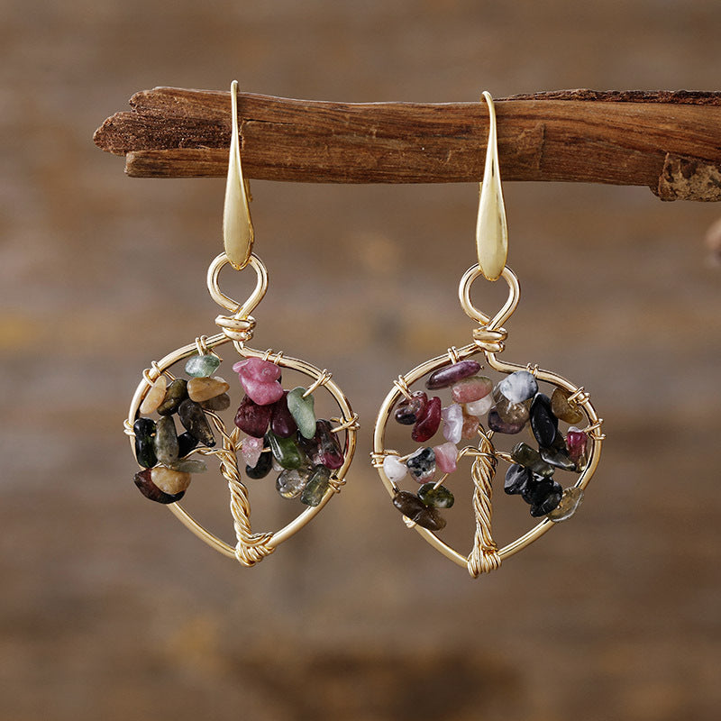 Natural Crystal Lucky Tree Earrings