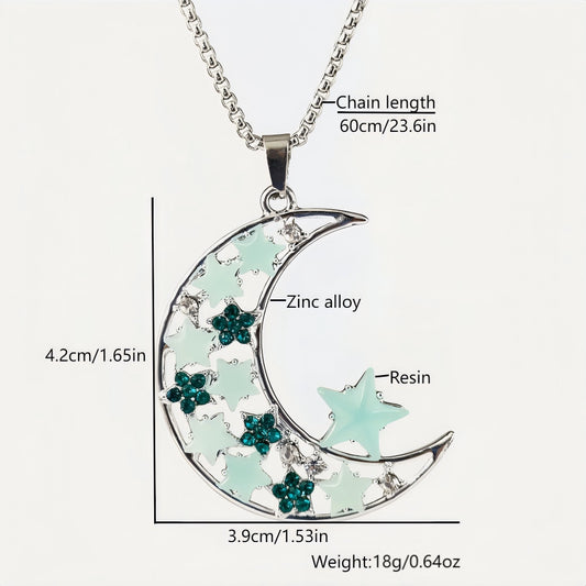 Luminous Big Moon Crescent Pendant Necklace