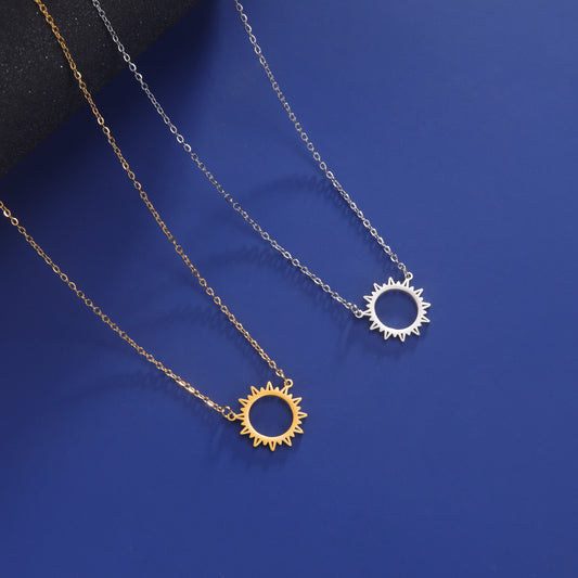 Titanium Steel Sun Shining Pendant Necklace