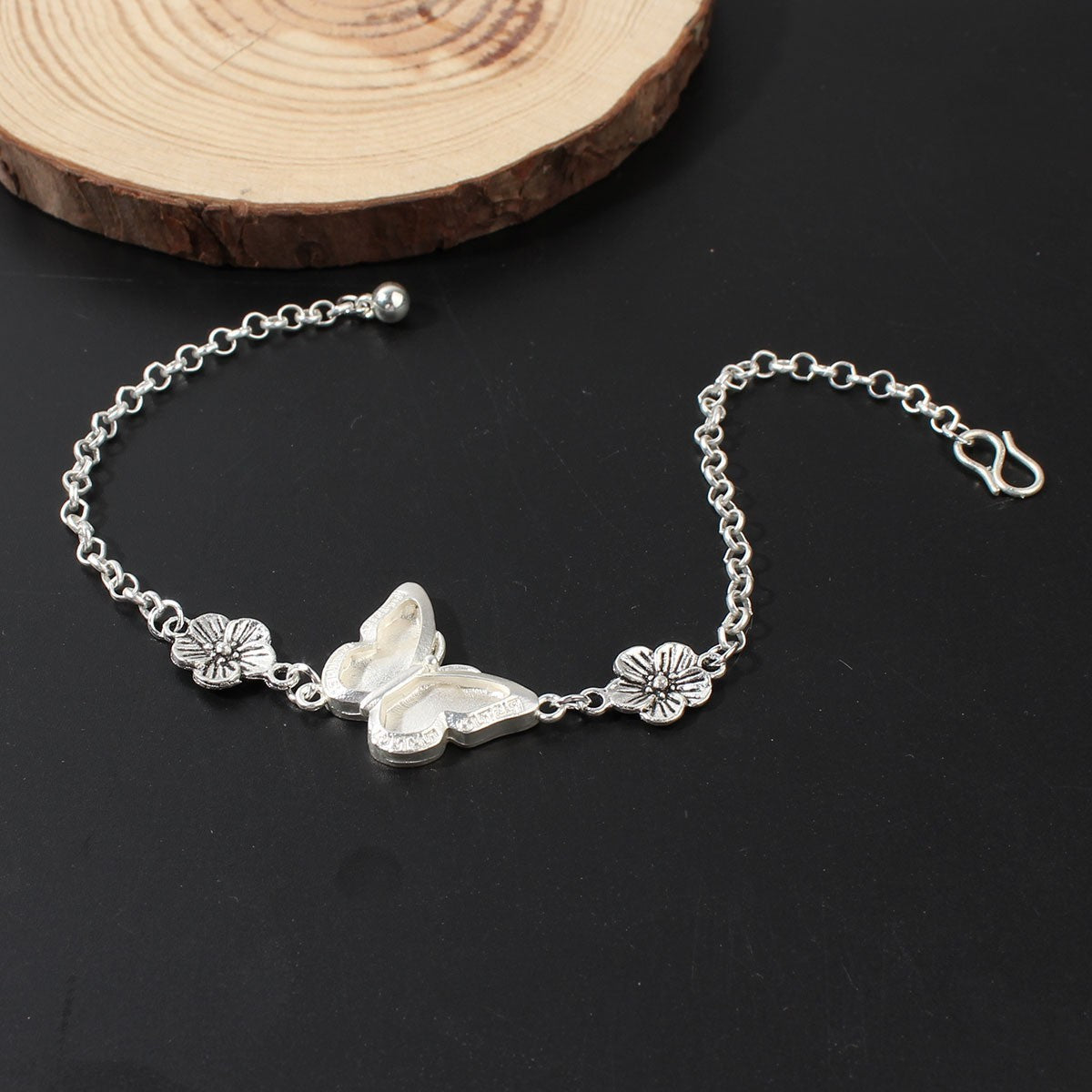 Artificial Miao Silver Ethnic Style Eardrop Frame Diy Bracelet Clover
