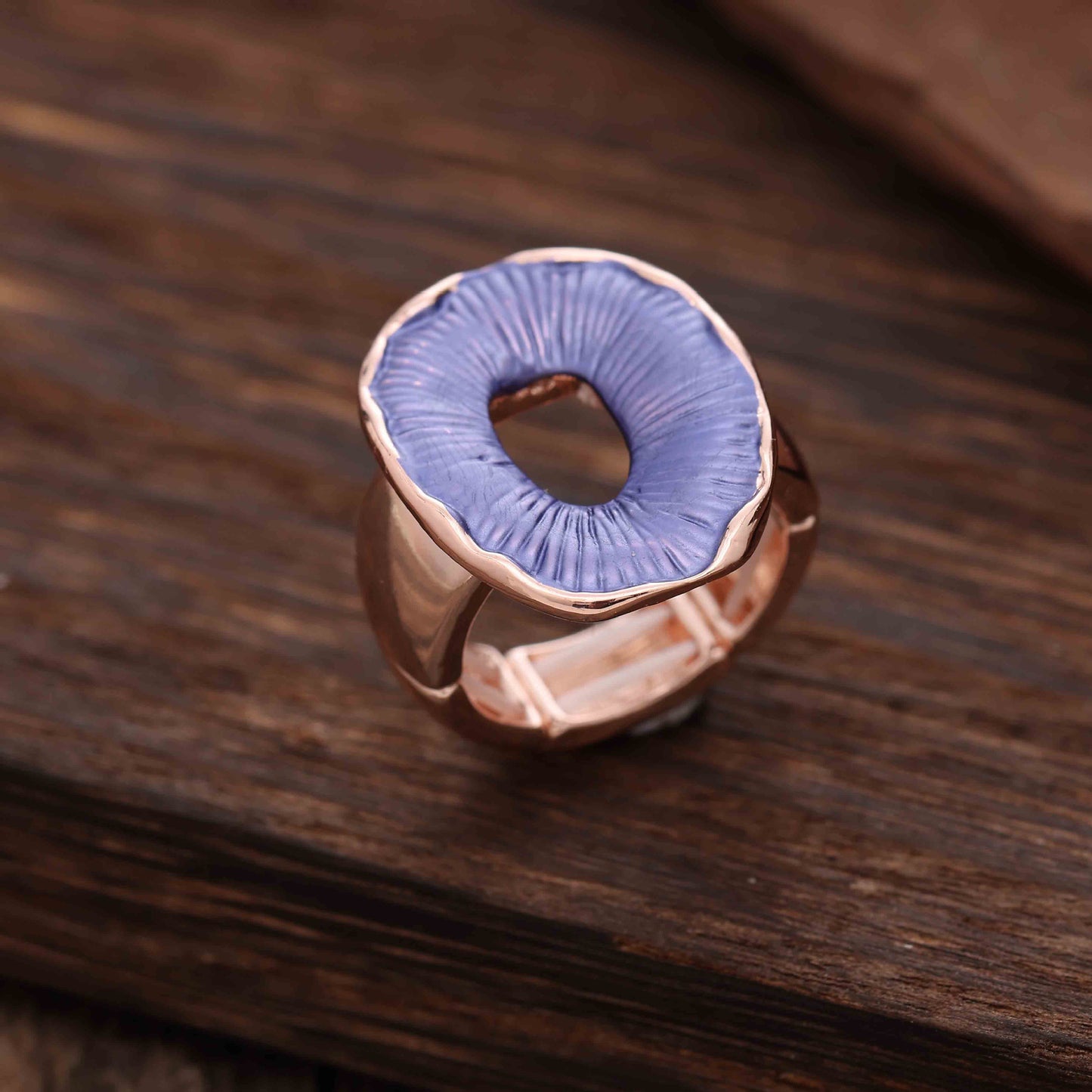 Enamel Geometric Flower Stretch Ring