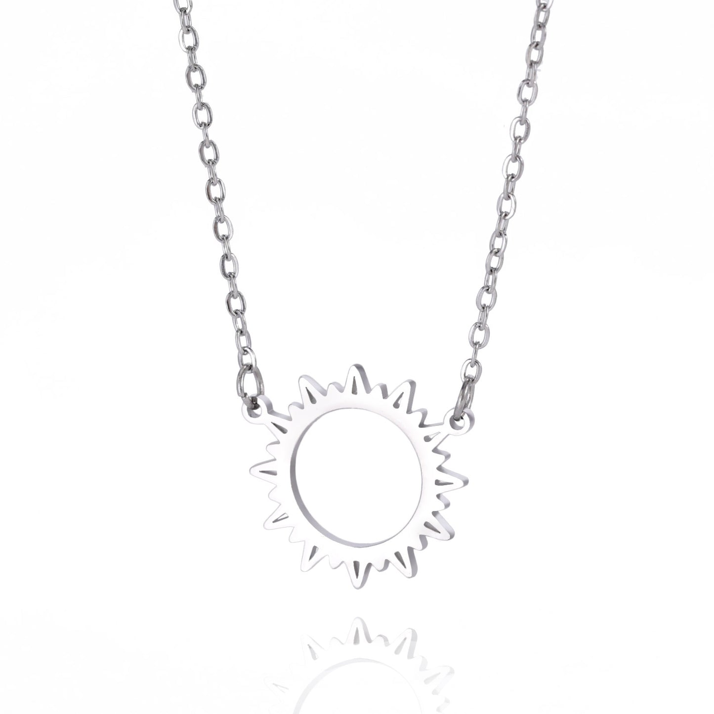 Titanium Steel Sun Shining Pendant Necklace