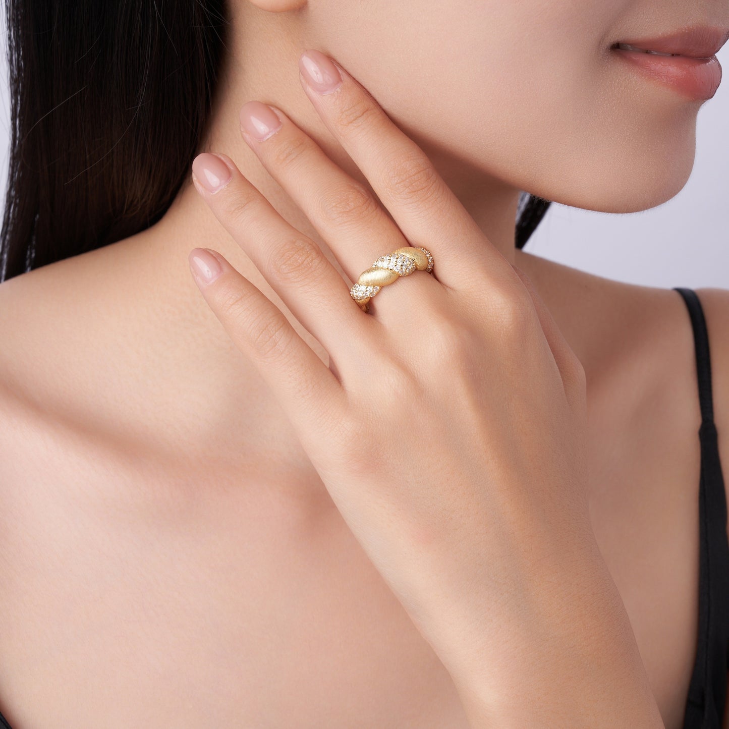 Moissanite S925 Sterling Silver and Gold-Plated Diamond Ring