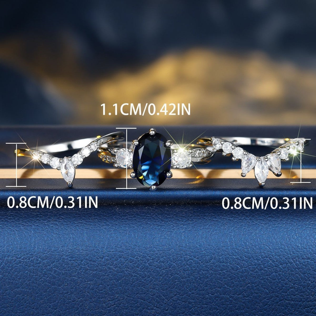 Water Drop Shining Three-Piece Unique Ring