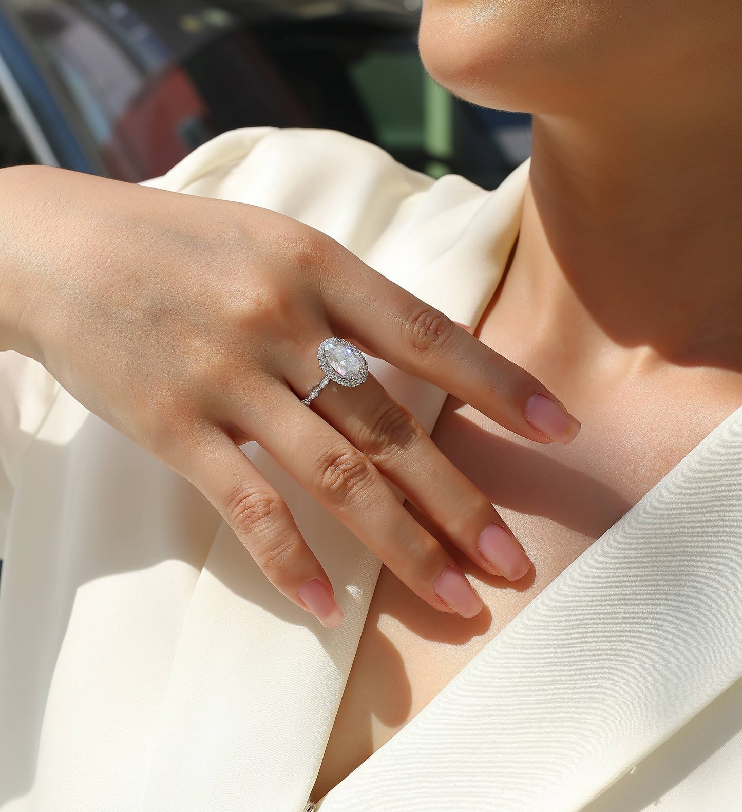 Bright Moon - Moissanite S925 Sterling Silver and Platinum-Plated Diamond Ring