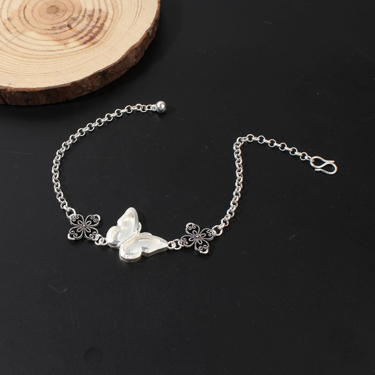 Artificial Miao Silver Ethnic Style Eardrop Frame Diy Bracelet Clover
