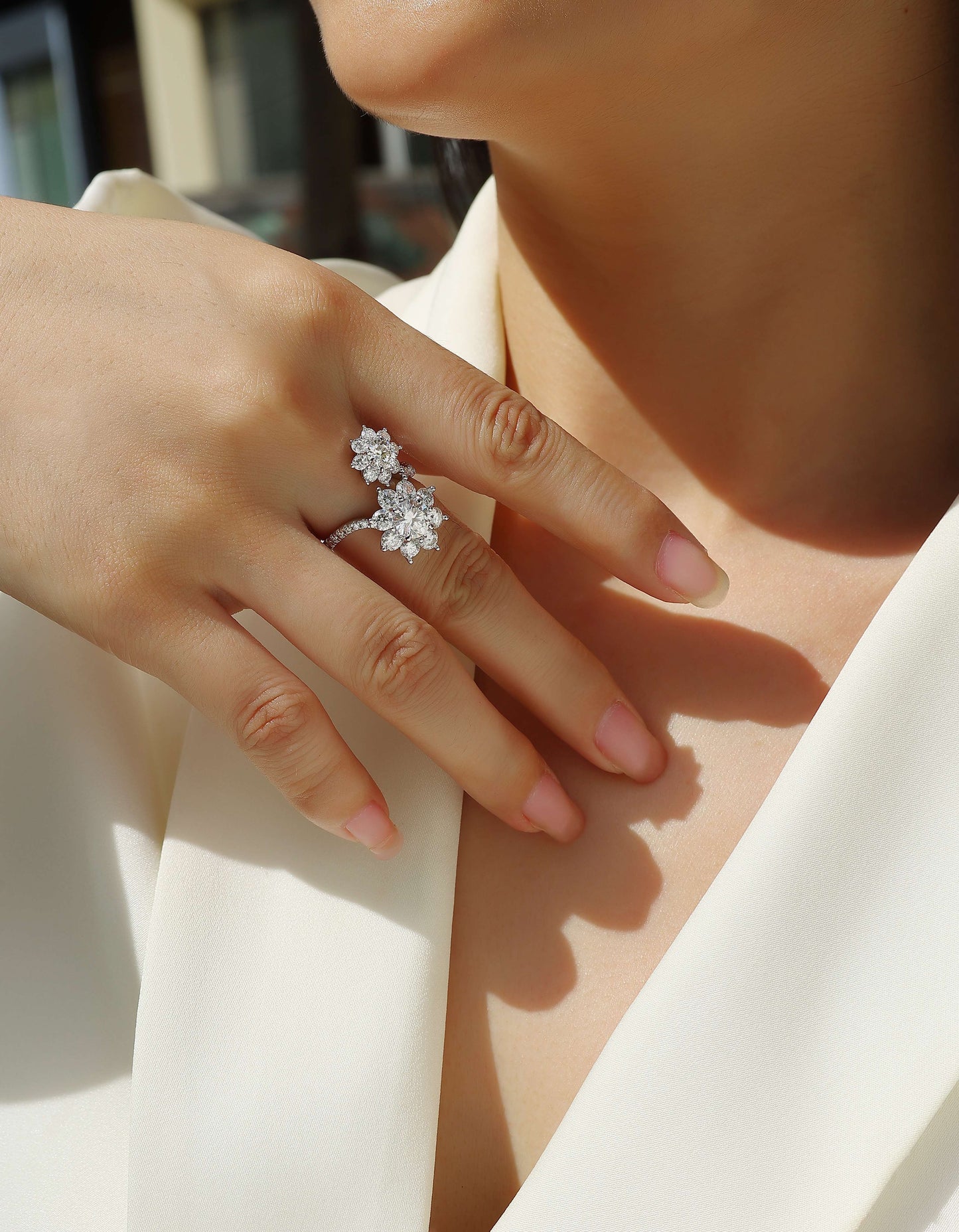 Fashionable Diamond Ring with 1-Carat Moissanite S925 Sterling Silver