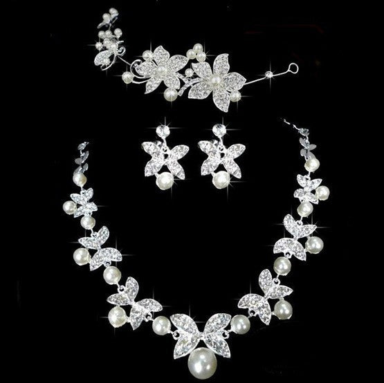 Three Piece Butterfly Bridal Jewelry Set