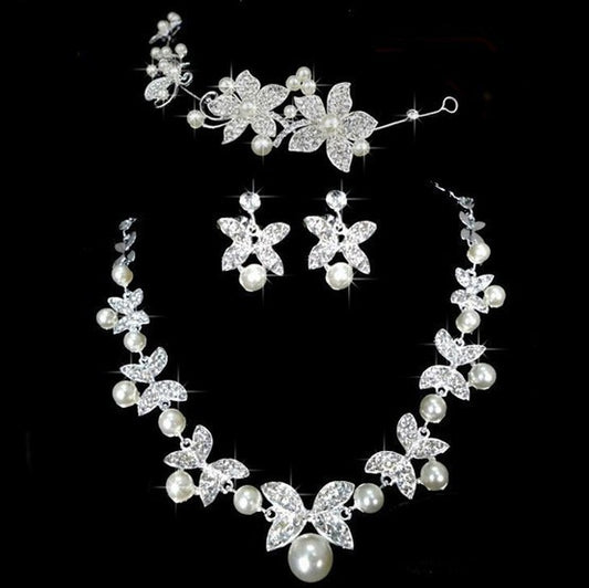 Three Piece Butterfly Bridal Jewelry Set
