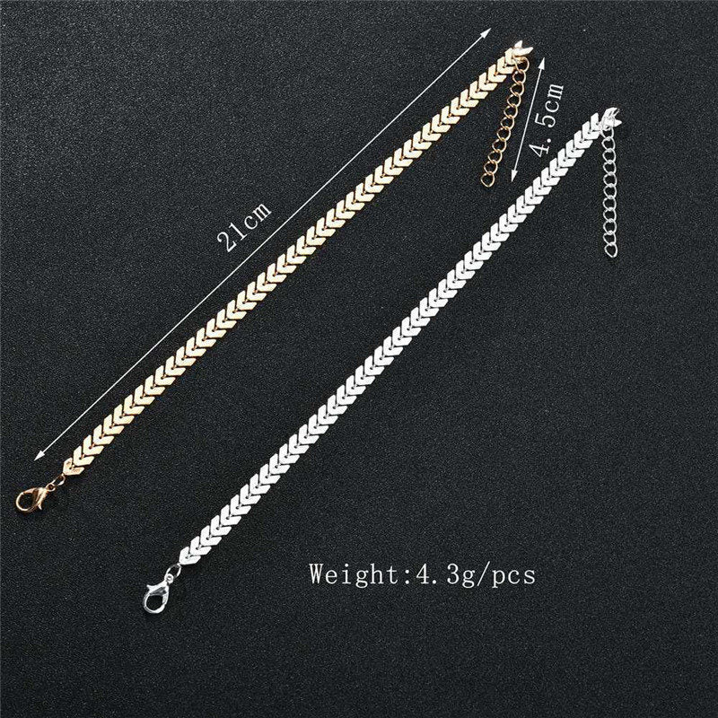 Double Layer Fishbone Anklet for Women