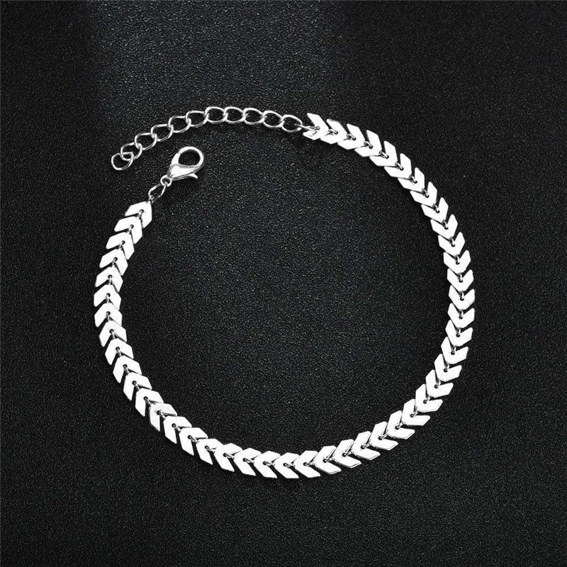 Double Layer Fishbone Anklet for Women