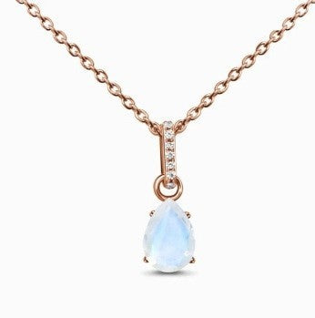 Silver Water Drop Moonstone Necklace Jewelry For Women