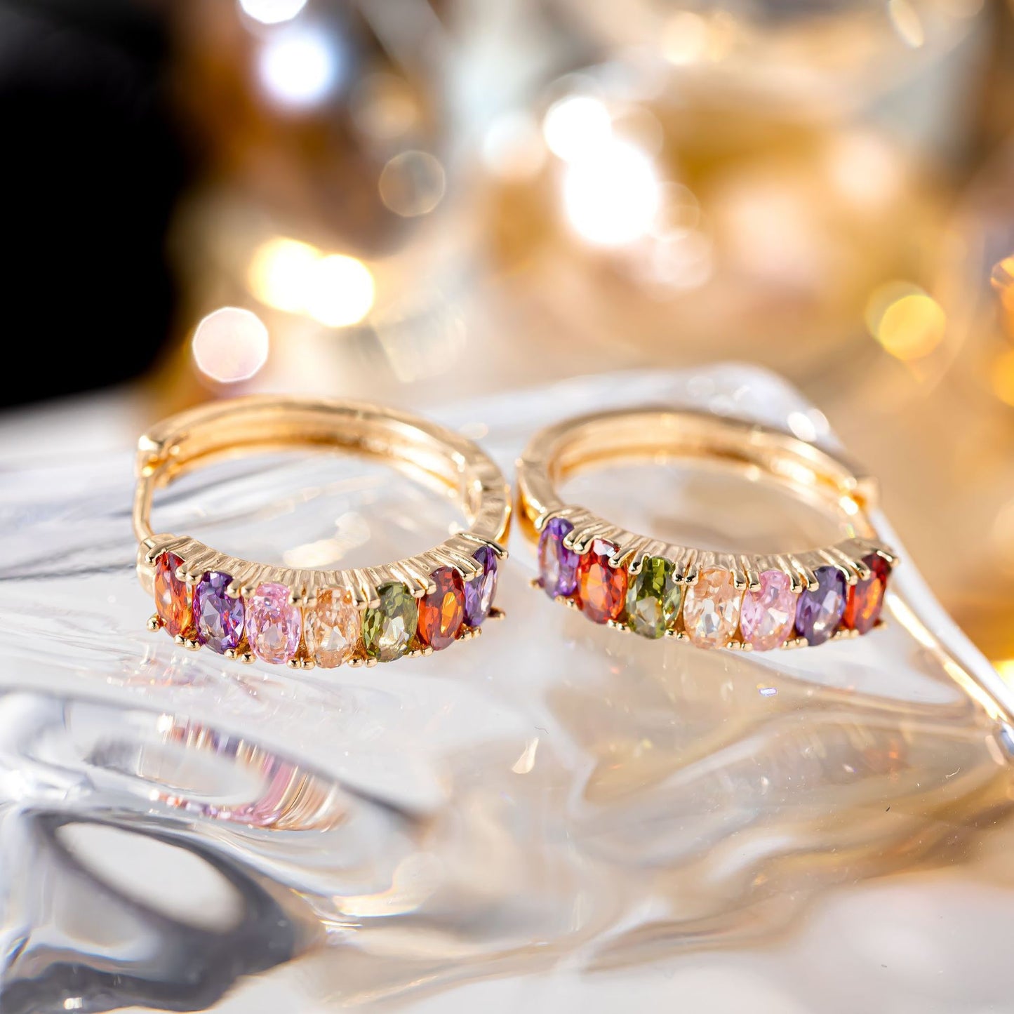 Color Zirconium Single Row Diamond Does Not Fade Silver Stud Earrings