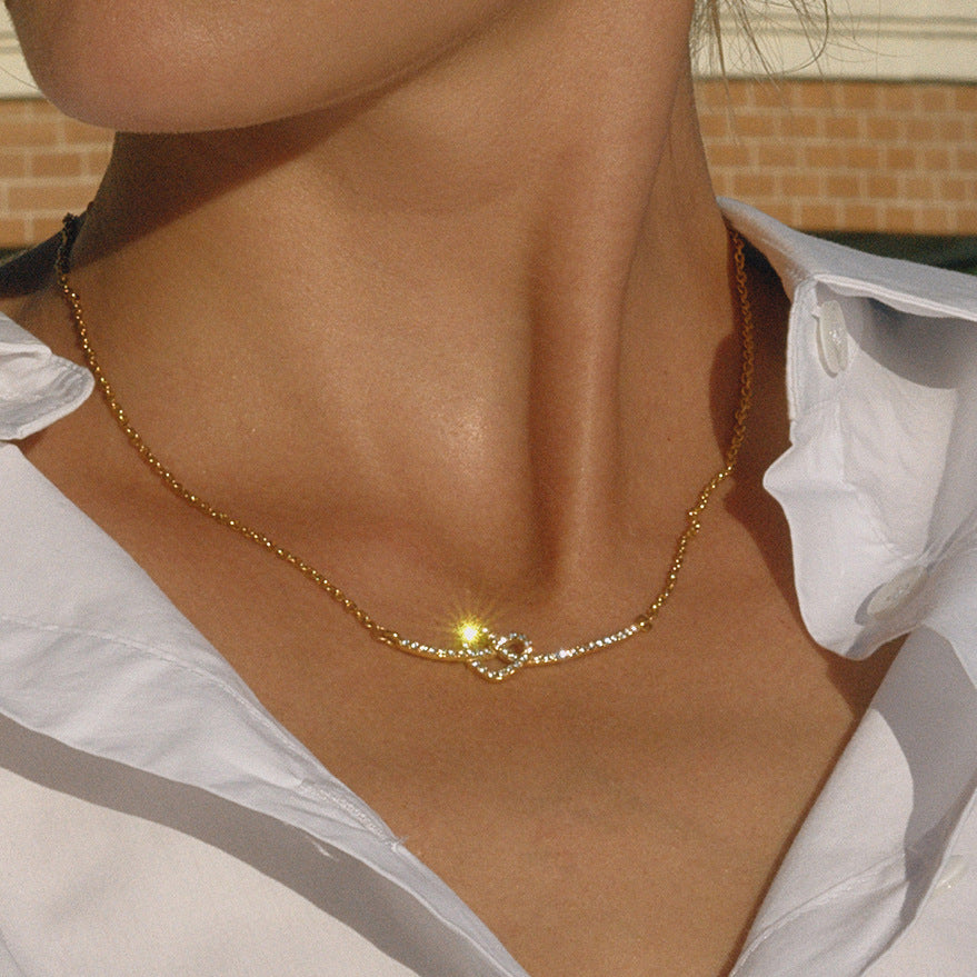 Titanium Steel Rhinestone Heart Necklace Pendant