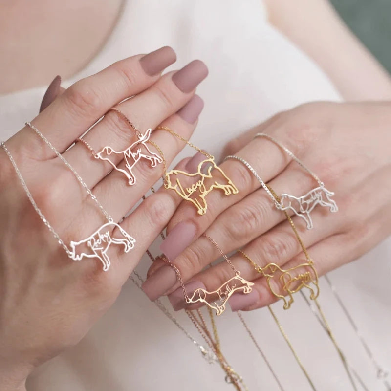 Customized Pet Shape Name Pendant (Stainless Steel)