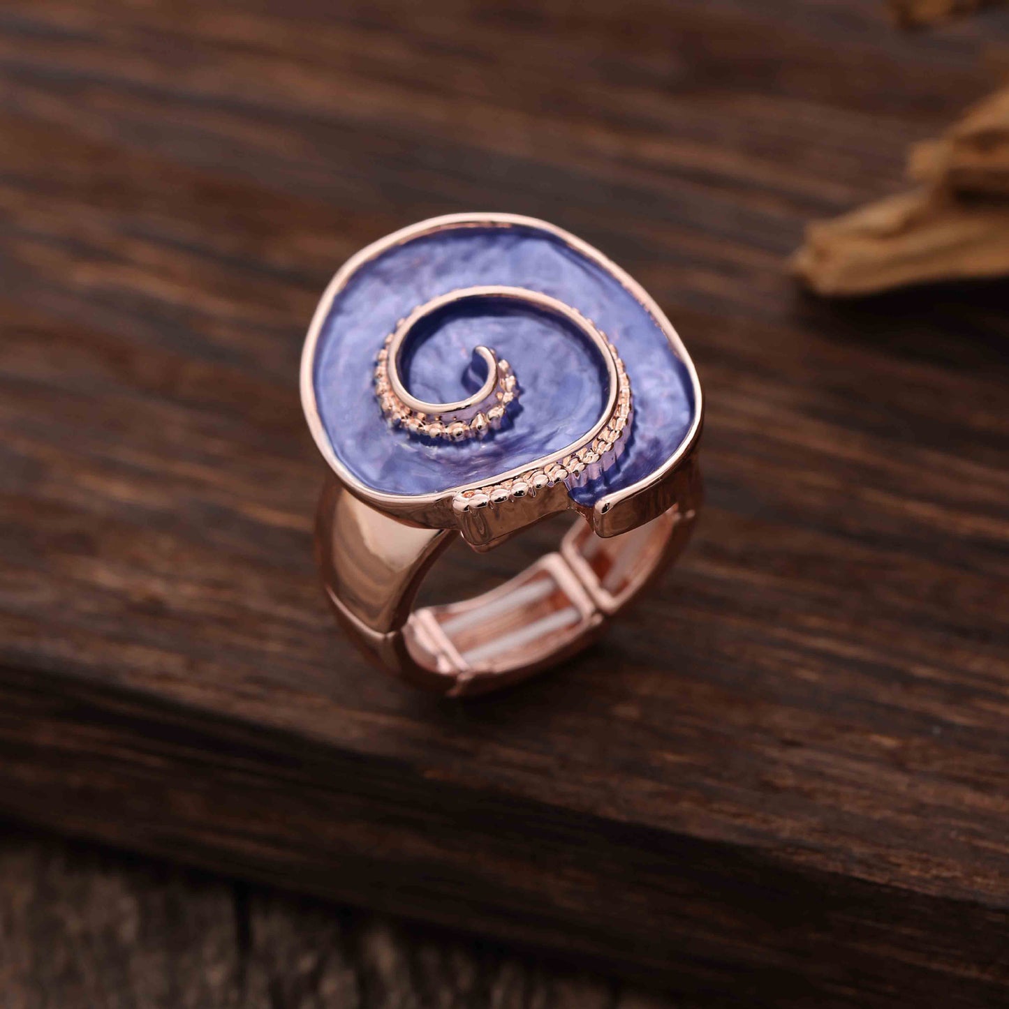 Enamel Geometric Flower Stretch Ring
