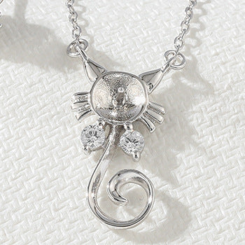Cat Pendant 925 Sterling Silver Jewelry Set