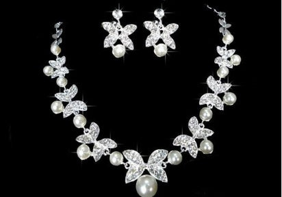 Three Piece Butterfly Bridal Jewelry Set
