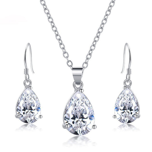 Zircon Earrings + Necklace Set