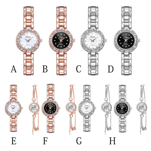 Wrist-Watch+Set Bangle Bracelet