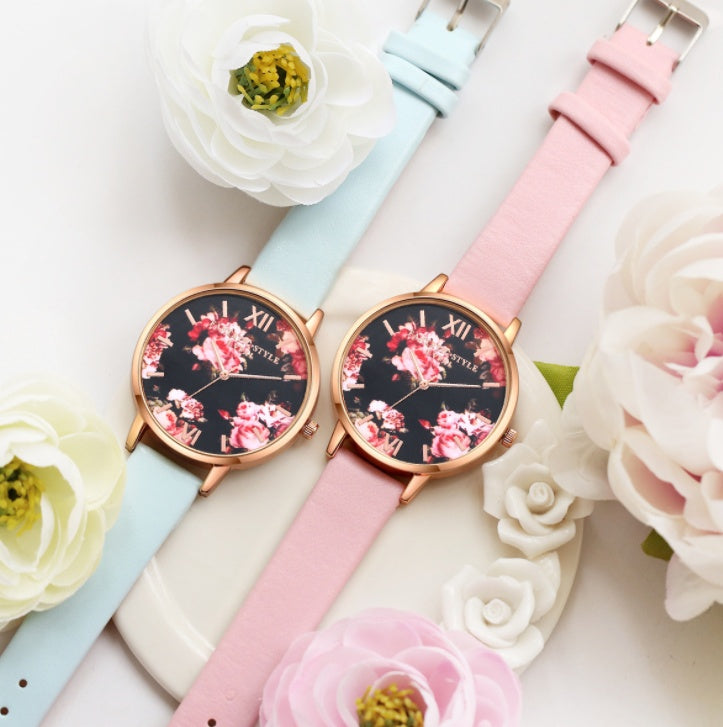 High Quality Leather Strap Women Watch (Rose Gold)