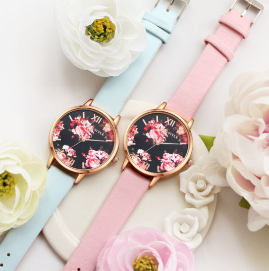 High Quality Leather Strap Women Watch (Rose Gold)