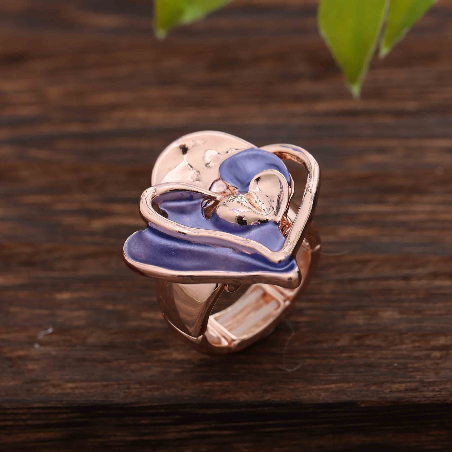 Enamel Geometric Flower Stretch Ring