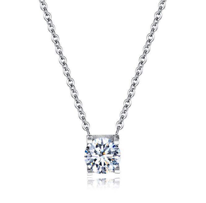 Trendy Chain Link Necklace with Big Cubic Zirconia