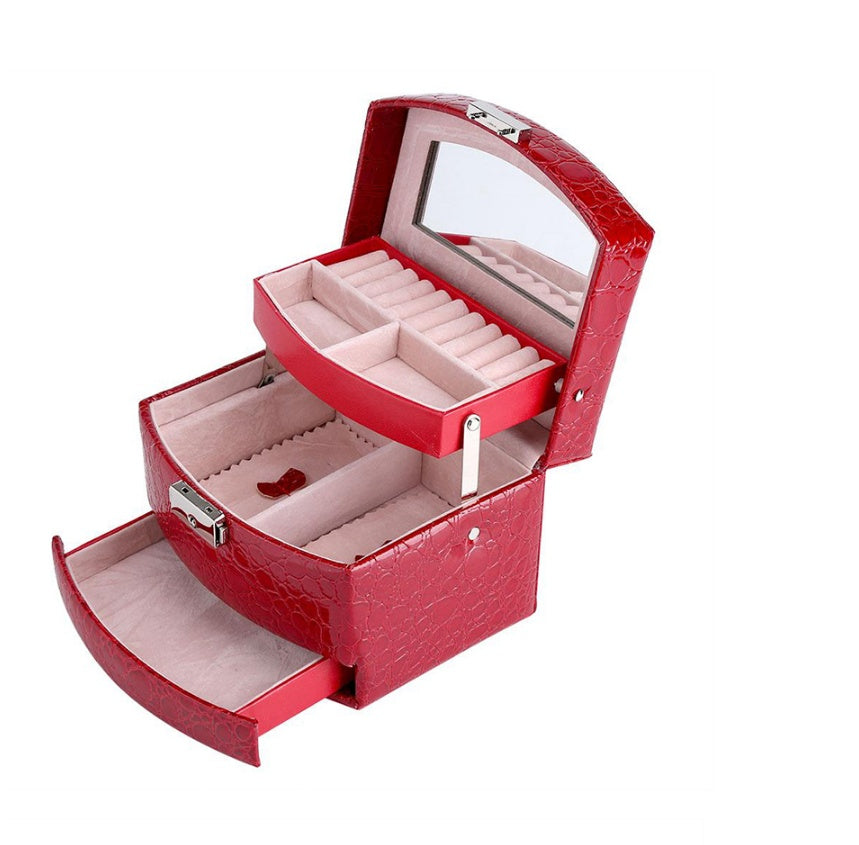 3 Layers Jewelry Boxes and Packaging Leather Makeup Organizer