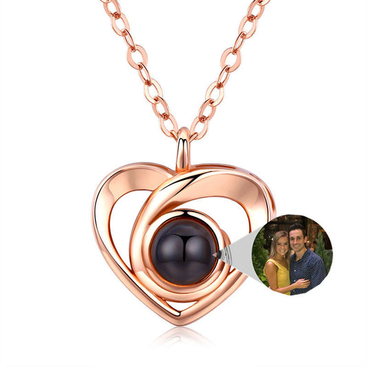 Romantic Photo Projection Necklace Heart Shaped