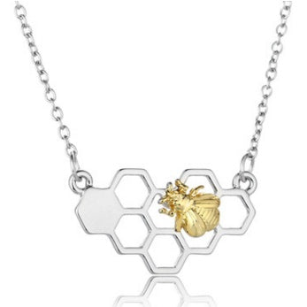 X & P Charm Honeycomb Bee Necklace for Women