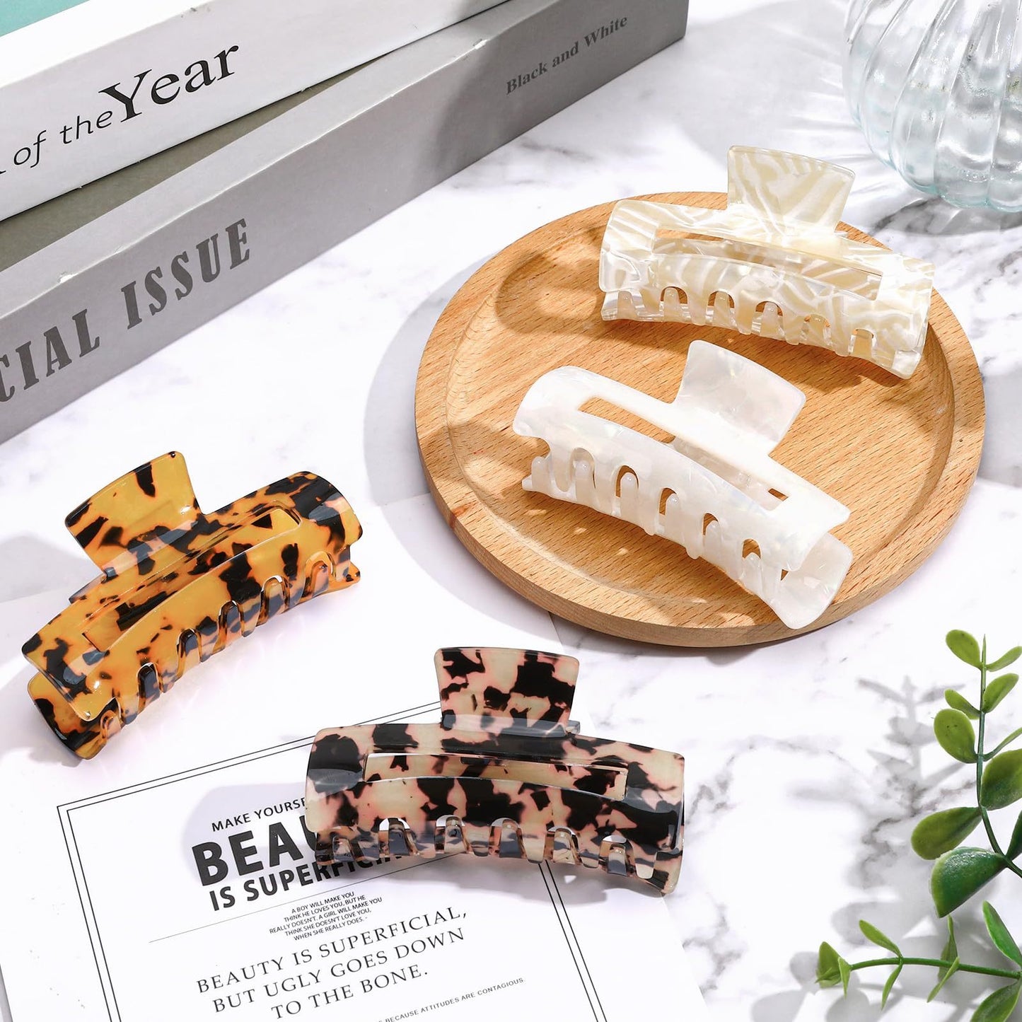 Tortoise Acrylic Hair Claw (4Pcs)