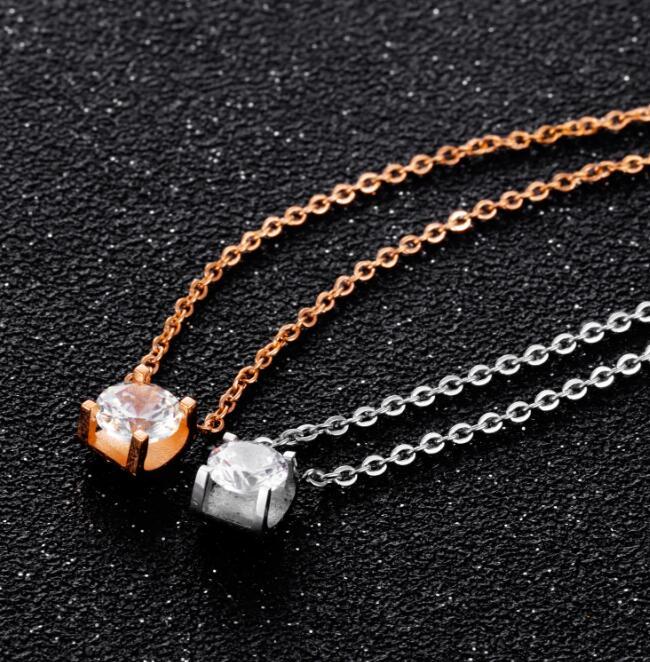 Trendy Chain Link Necklace with Big Cubic Zirconia
