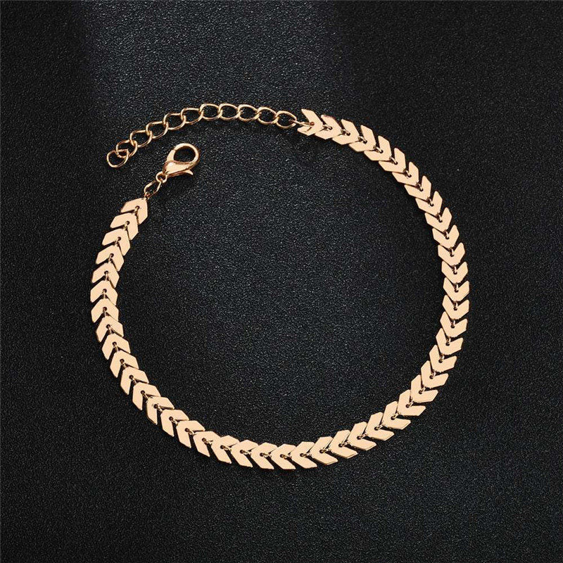 Double Layer Fishbone Anklet for Women