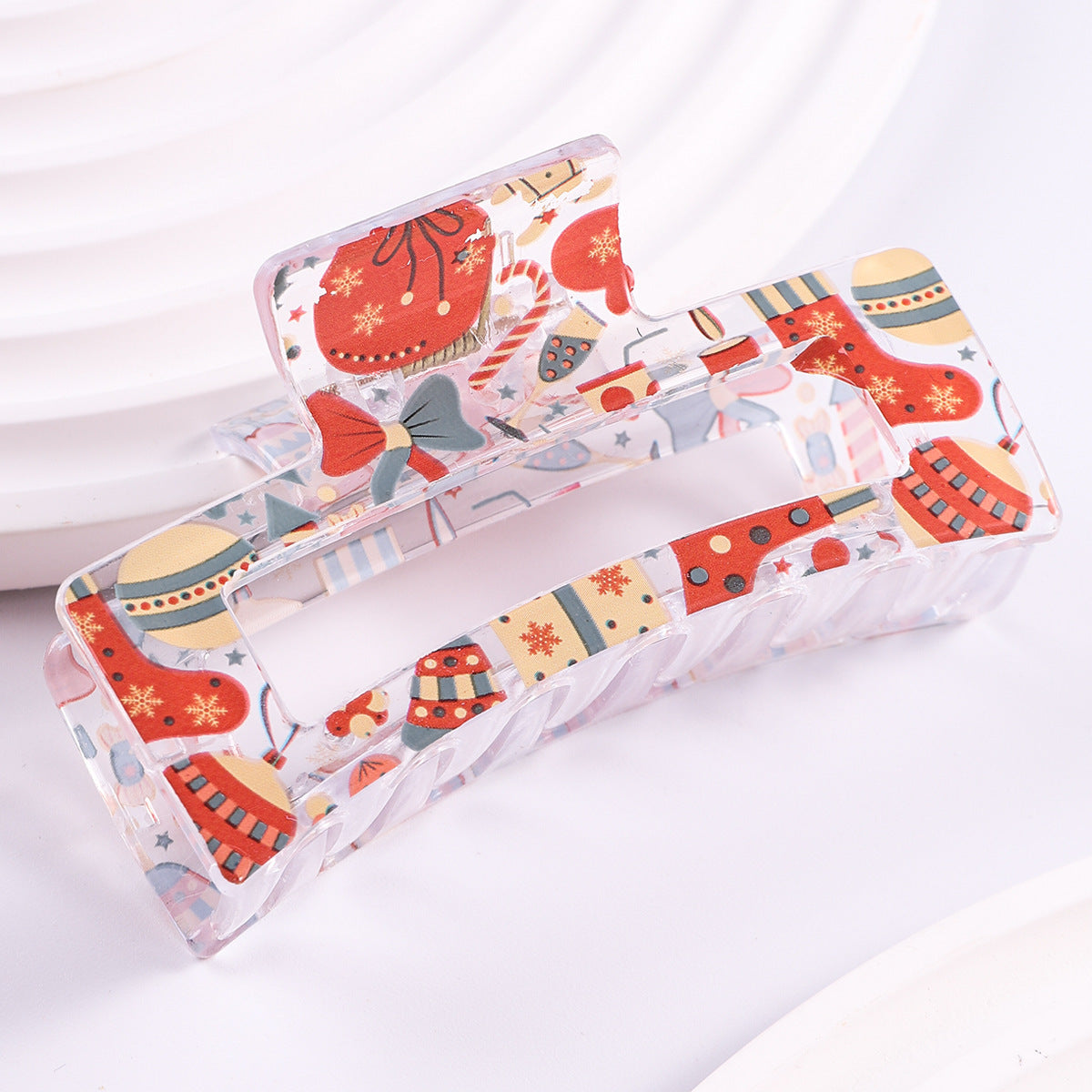 Transparent Printing Grip Back Head Updo Lady