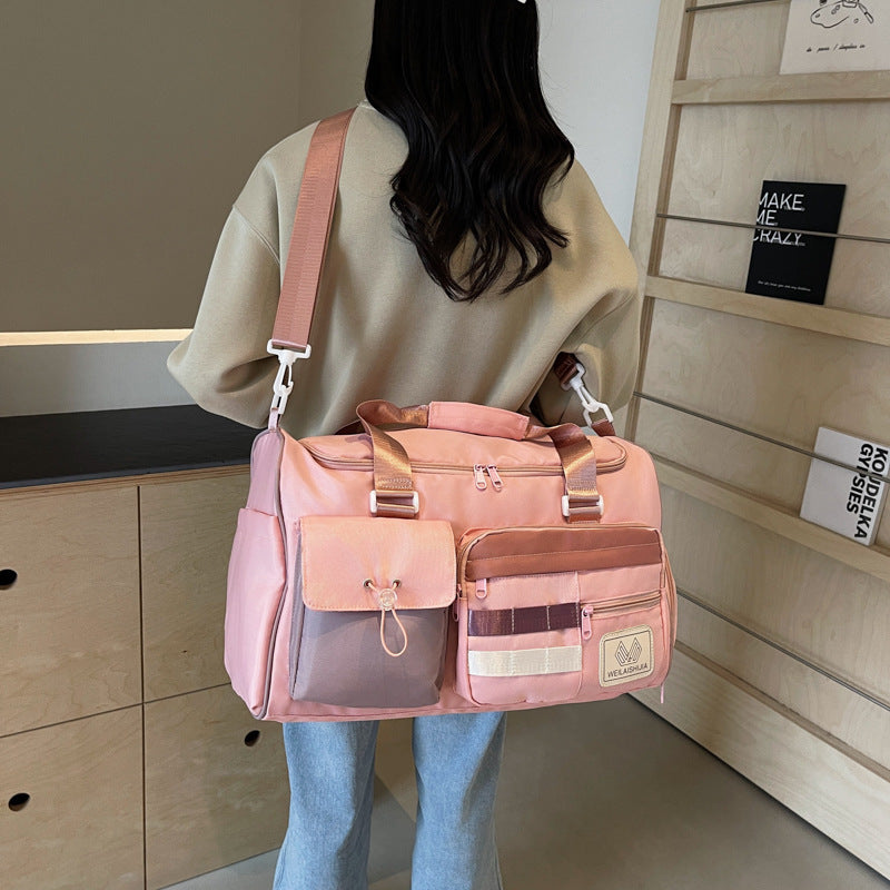 Fashion Color Contrast Multi-pocket Portable Travel Bag